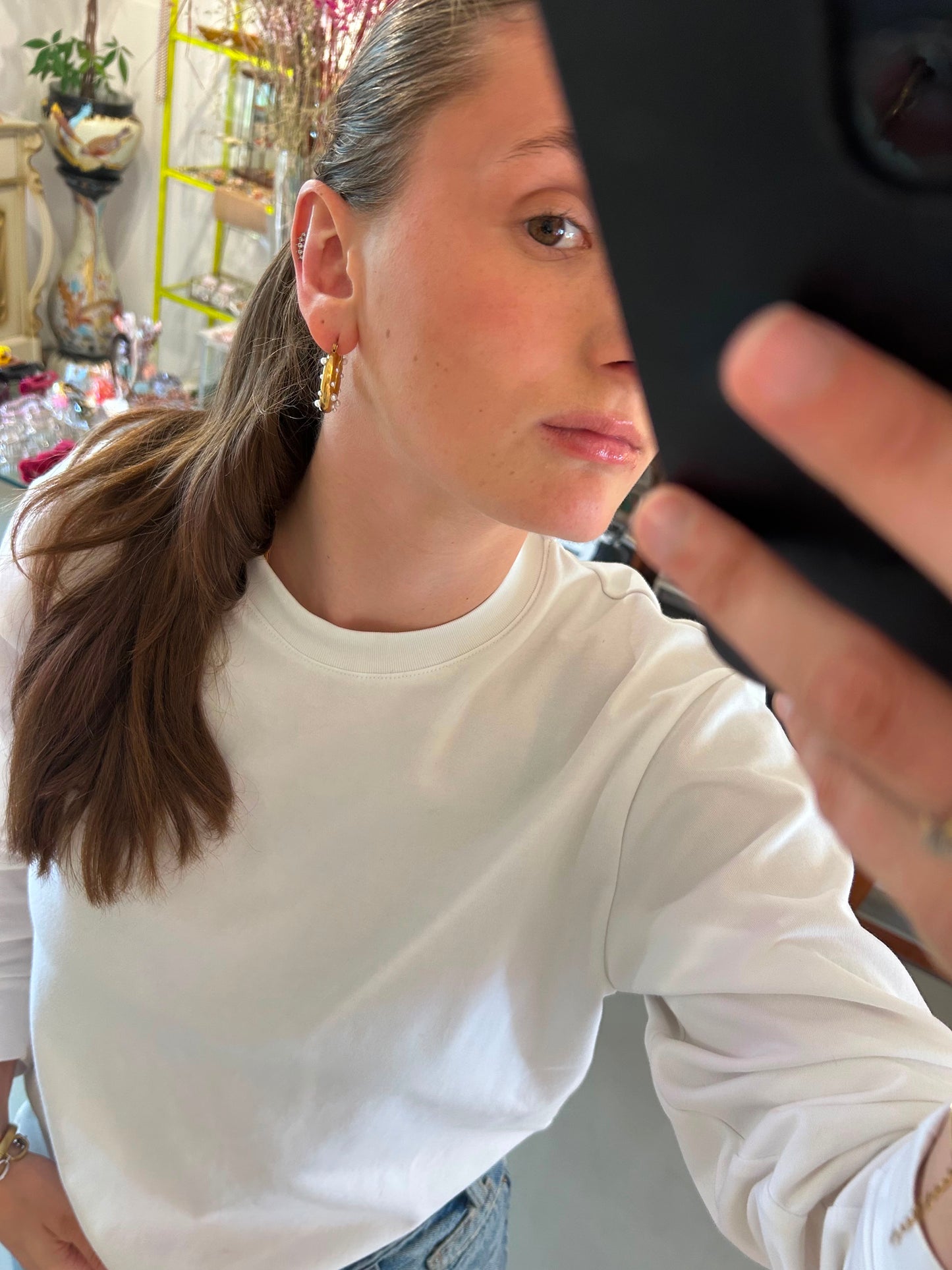 Oorbel Hoops Pearl Love