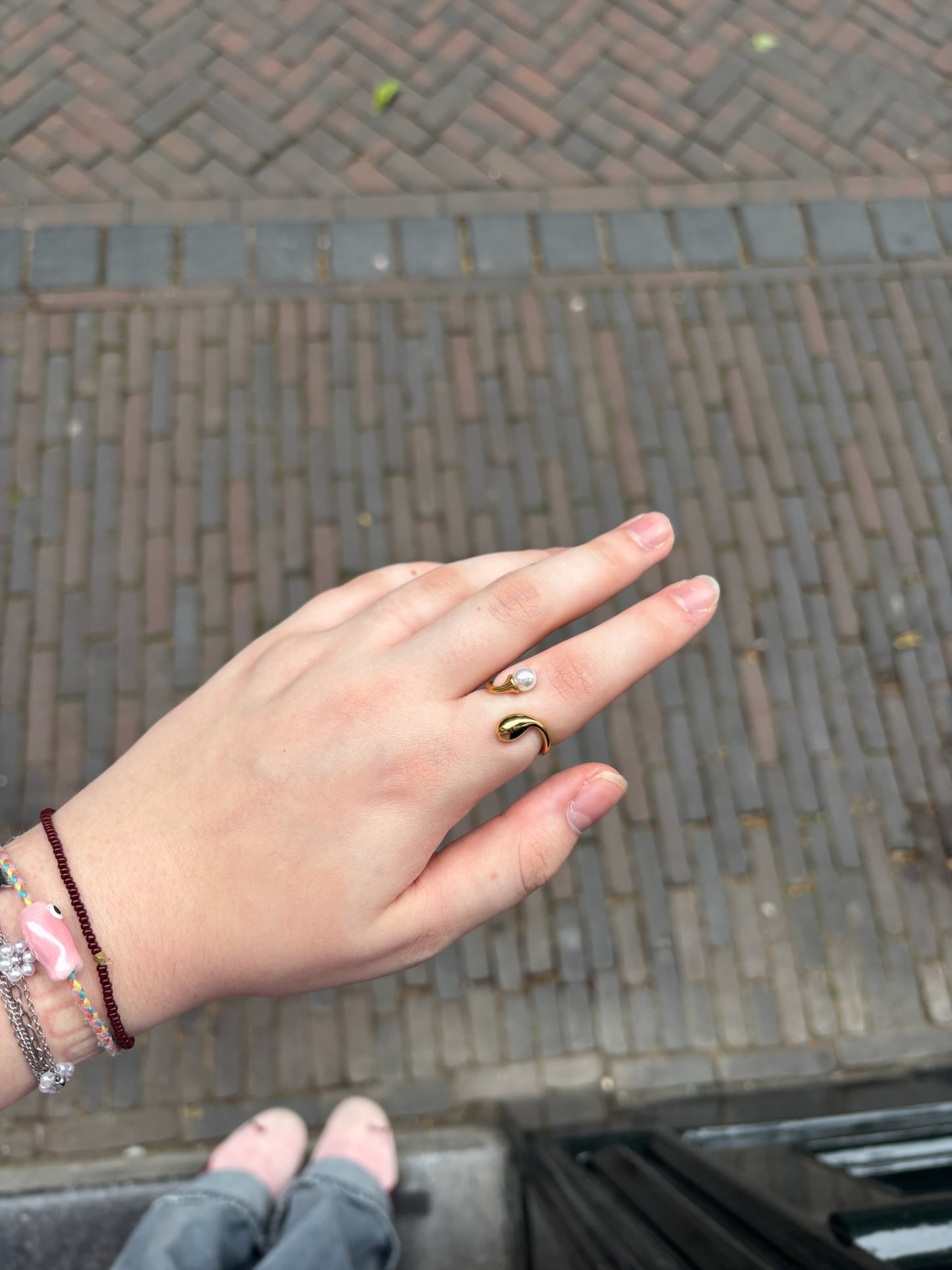 Ring Drip Pearl / Goud