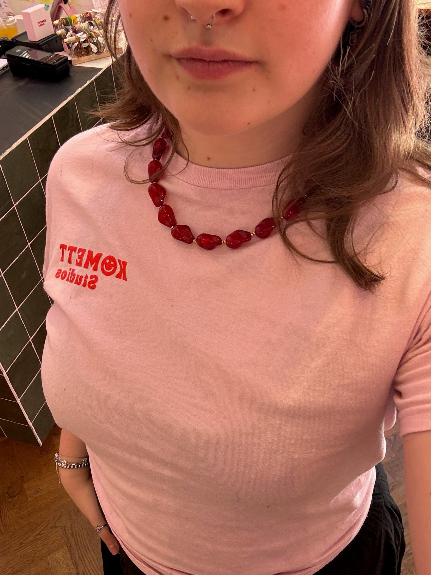 Ketting Red Organic Beads