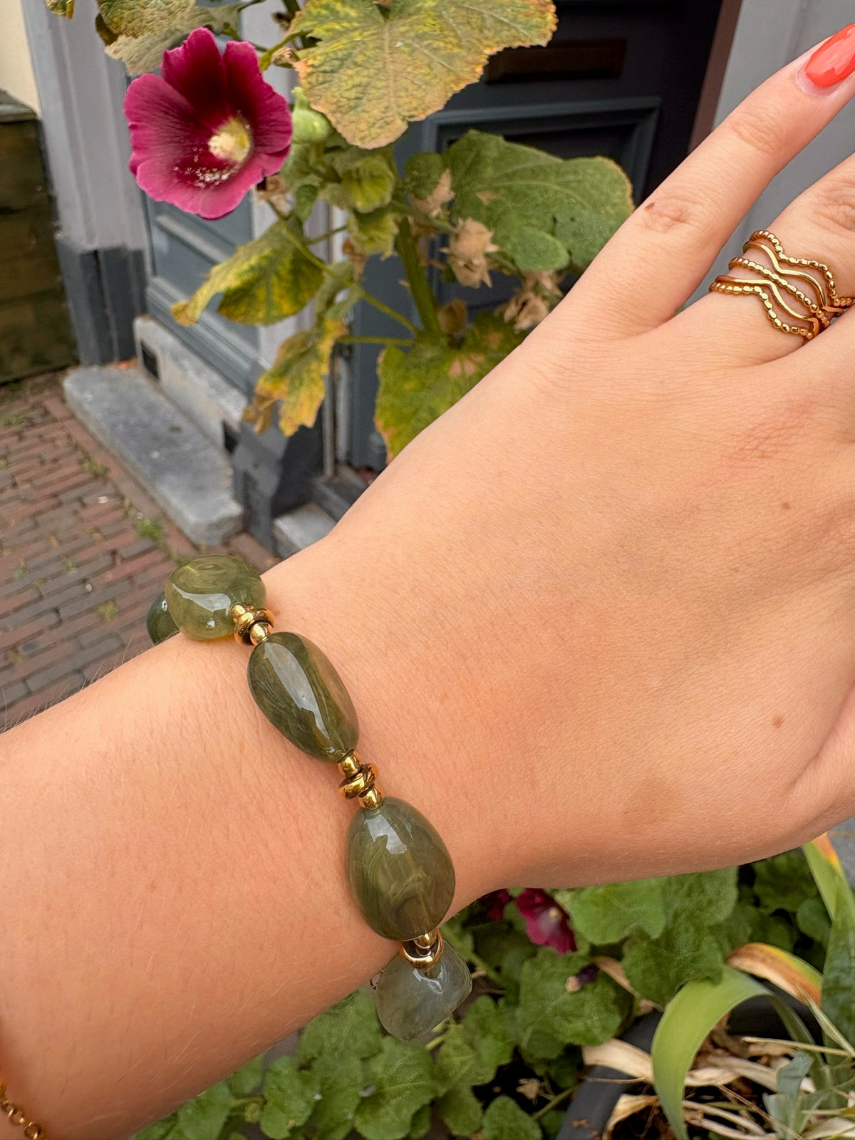 Armband Beads Olive