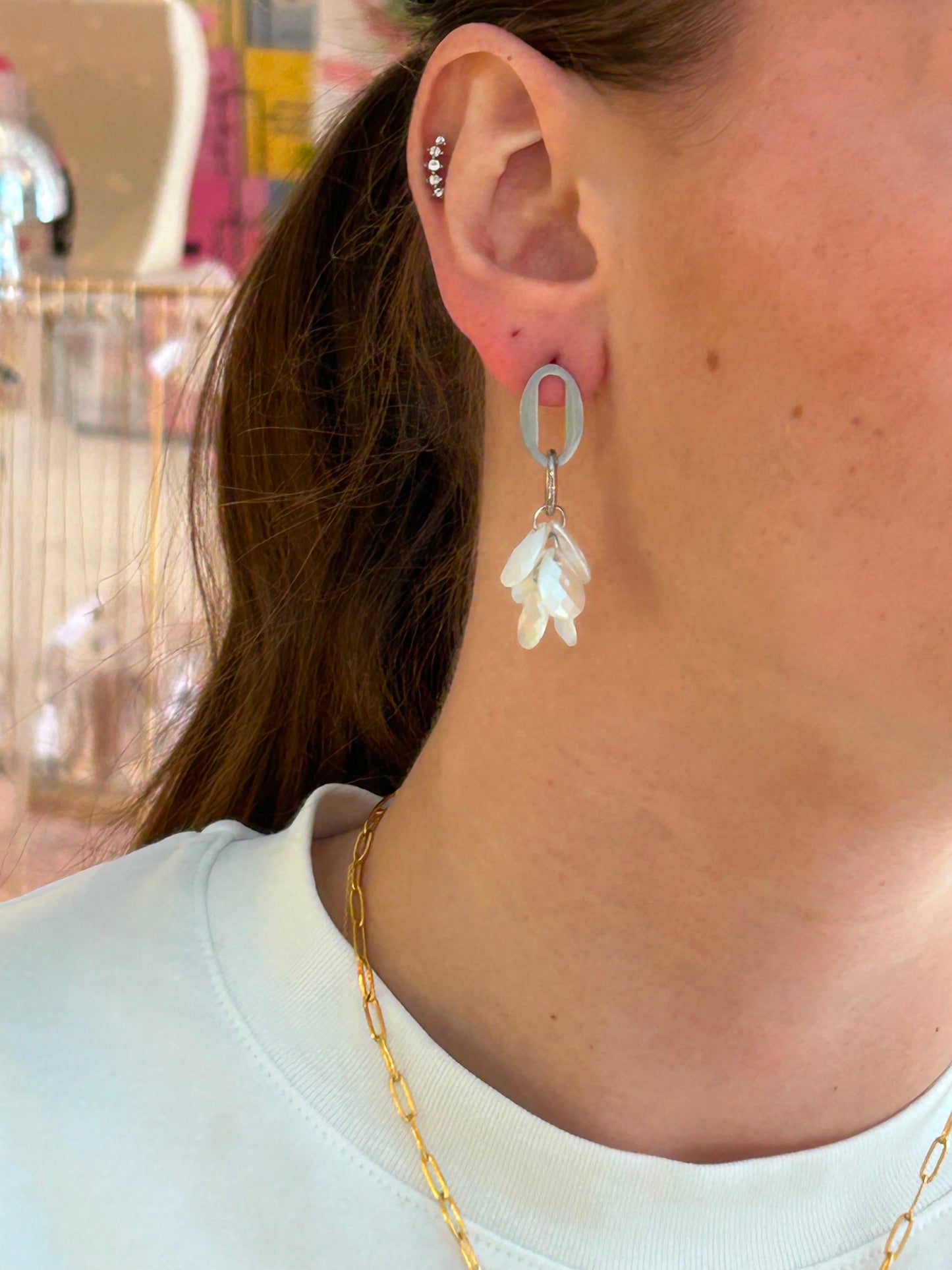 Oorbel Dangly Pearls Zilver