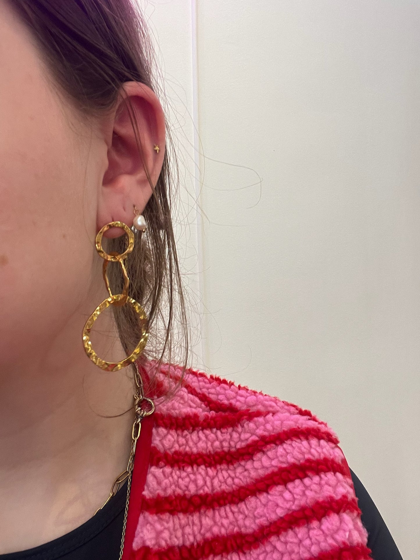Earring Rounds Hammered