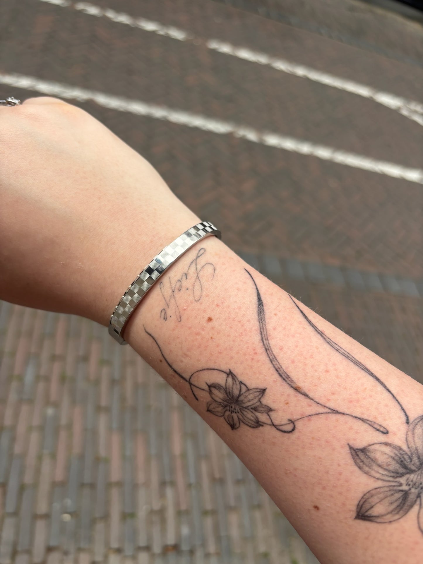 Bangle Checkered Silver