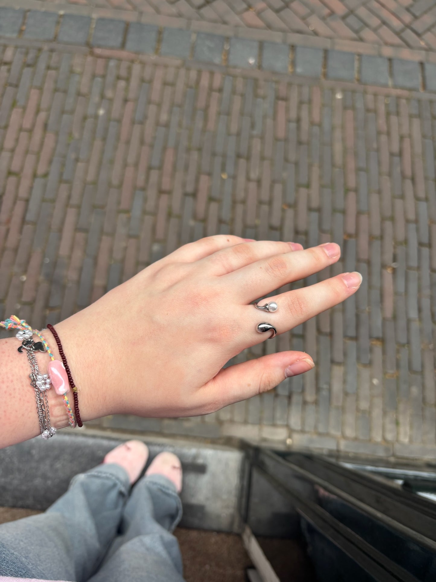 Ring Drip Pearl / Zilver