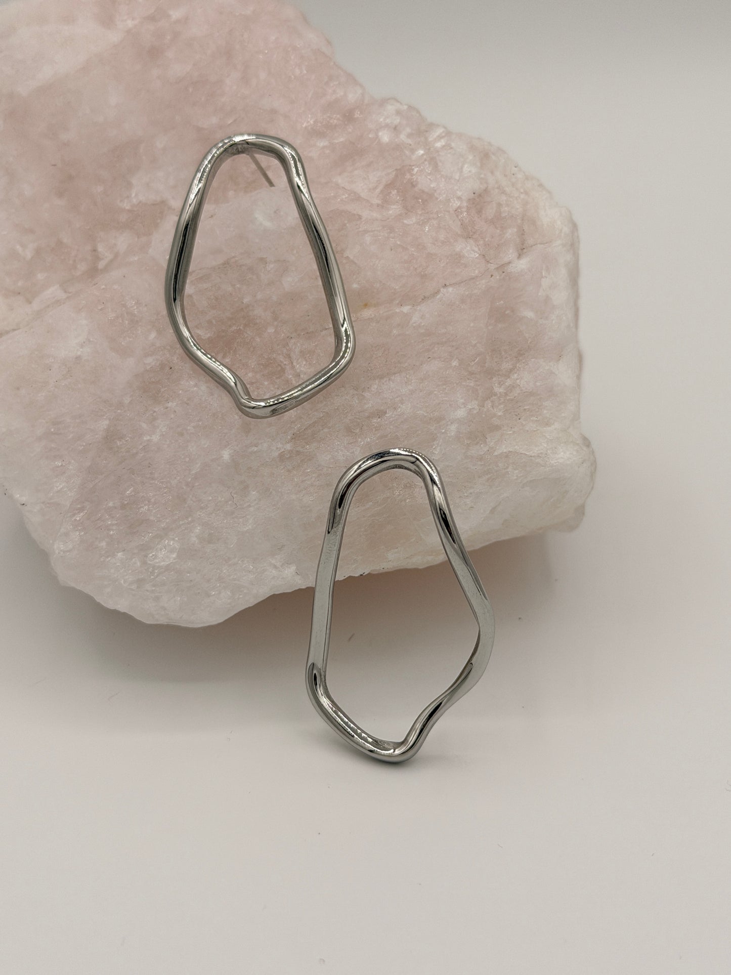 Oorbel oval short zilver