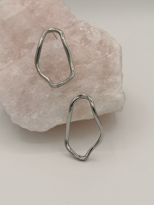 Oorbel oval short zilver