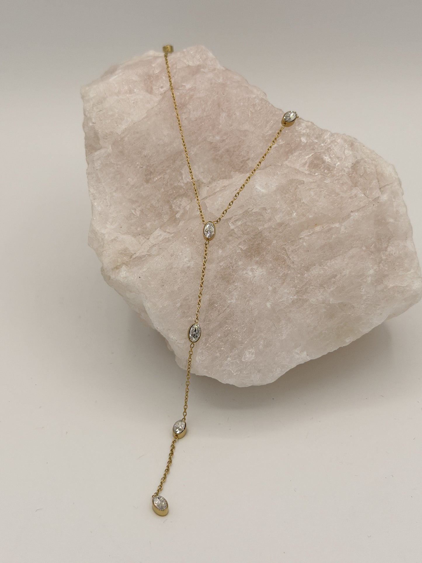 Ketting y shape oval stones
