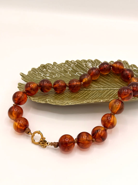 Ketting Beads Brown Rope