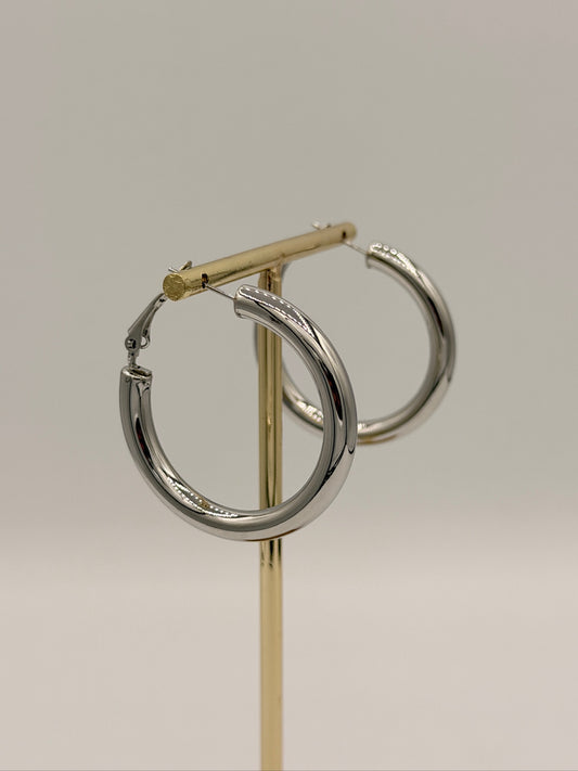 Hoops Silver Chunky M