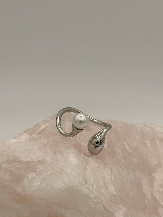 Ring Drip Pearl / Zilver