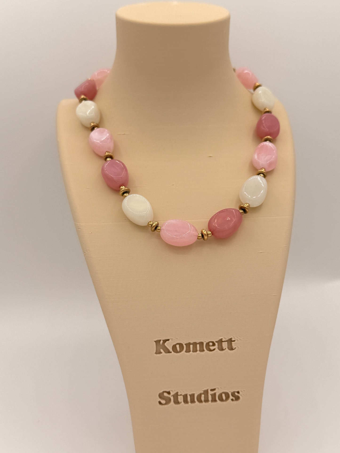 Ketting Beads Pink + White