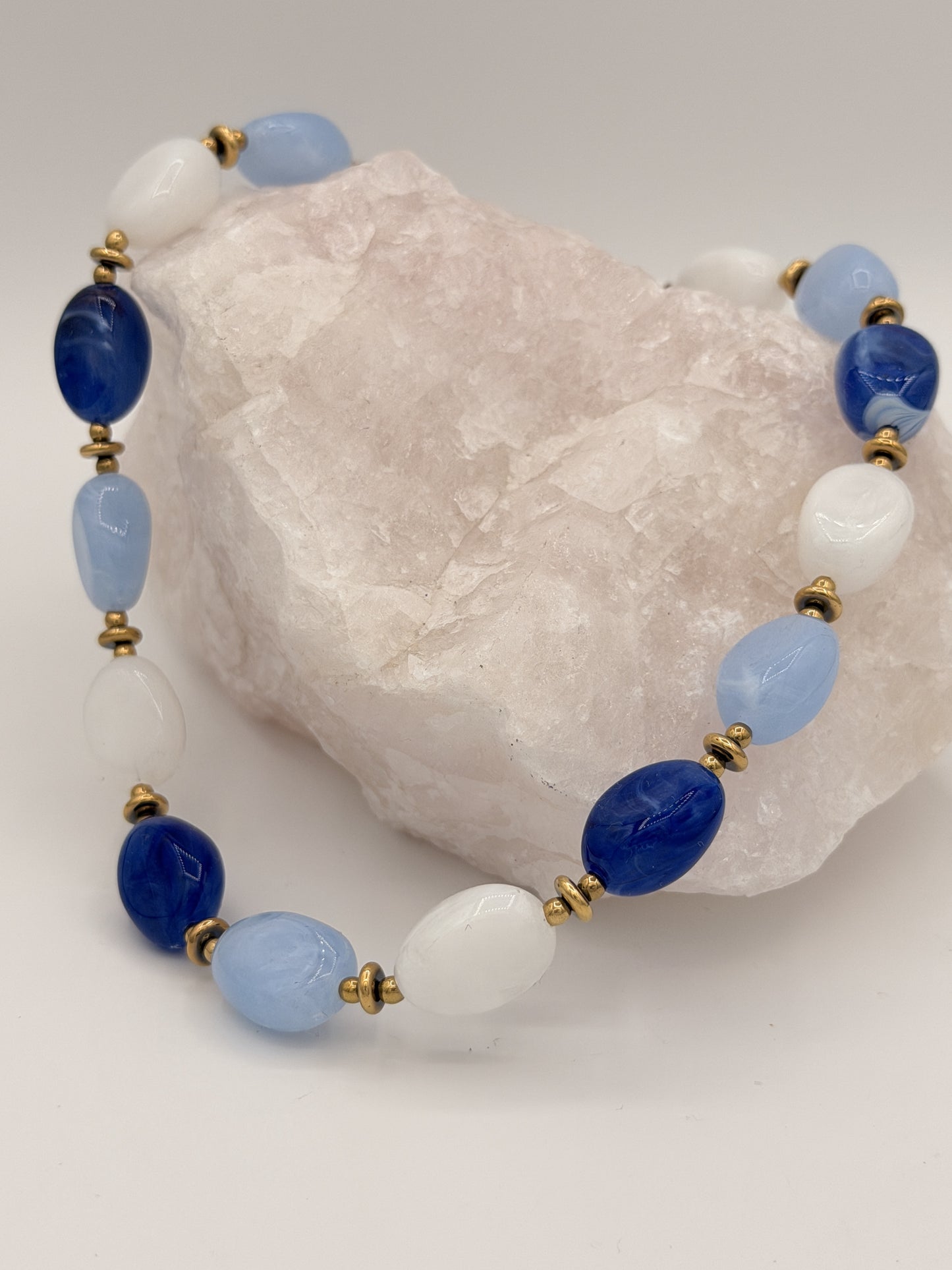 Ketting Beads Blue + White