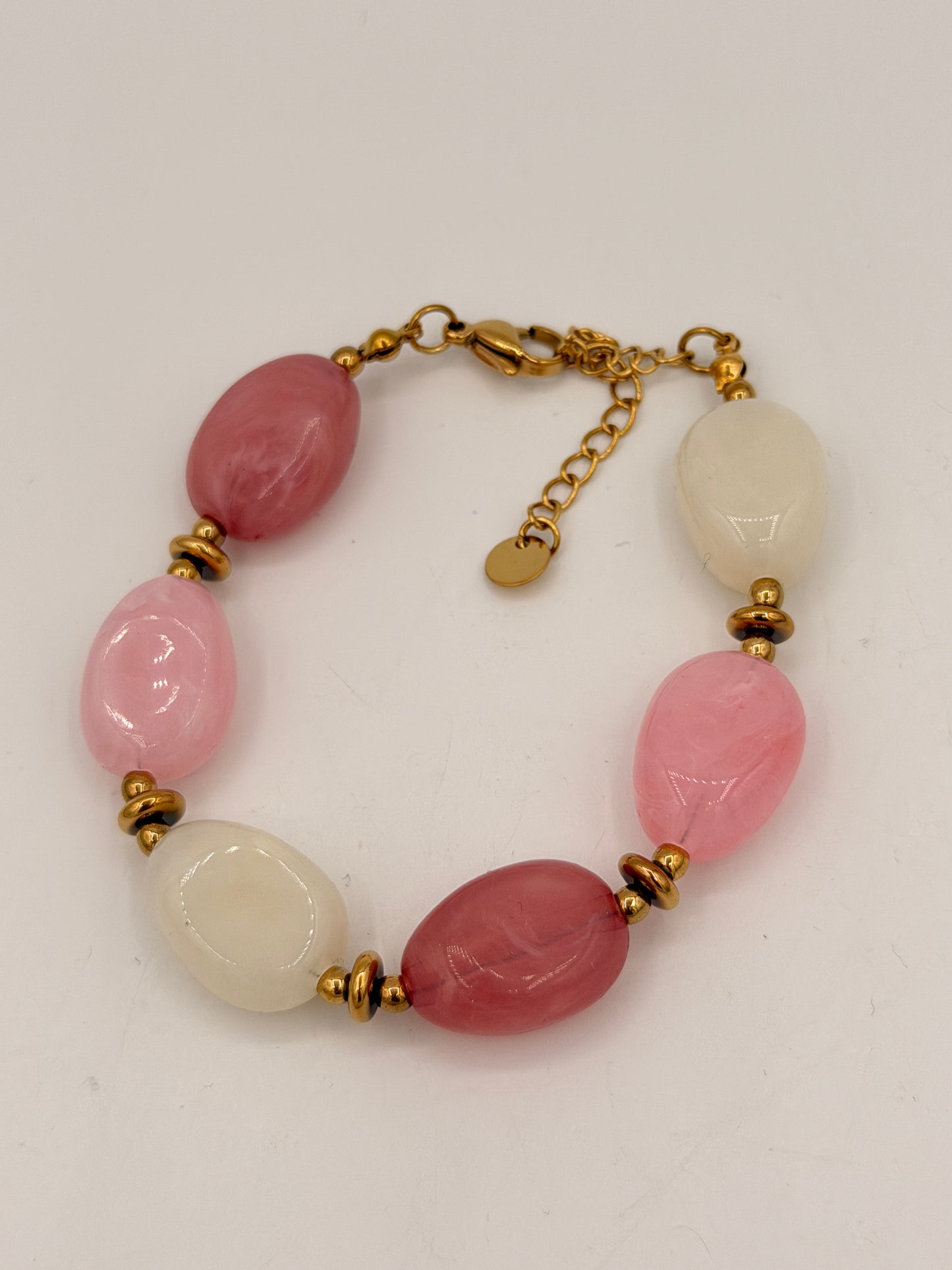Armband Beads Pink + White